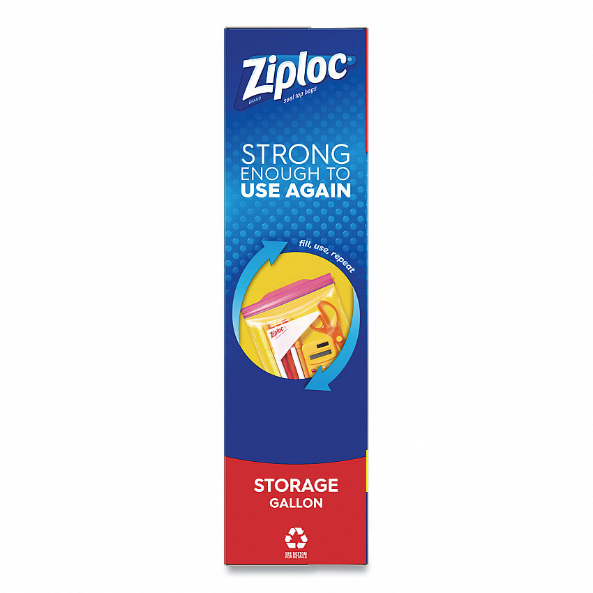 Double Zipper Storage Bags, Triple System Seal, Gallon, 10.56" x 10.75", Clear, 38 Bags/Box, 9 Boxes/Carton (383233)