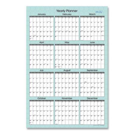 Blue Sky Picadilly Laminated Erasable Wall Calendar, Geometric Artwork, 36 x 24, White/Teal Sheets, 12-Month (Jan-Dec): 2022 (100031)