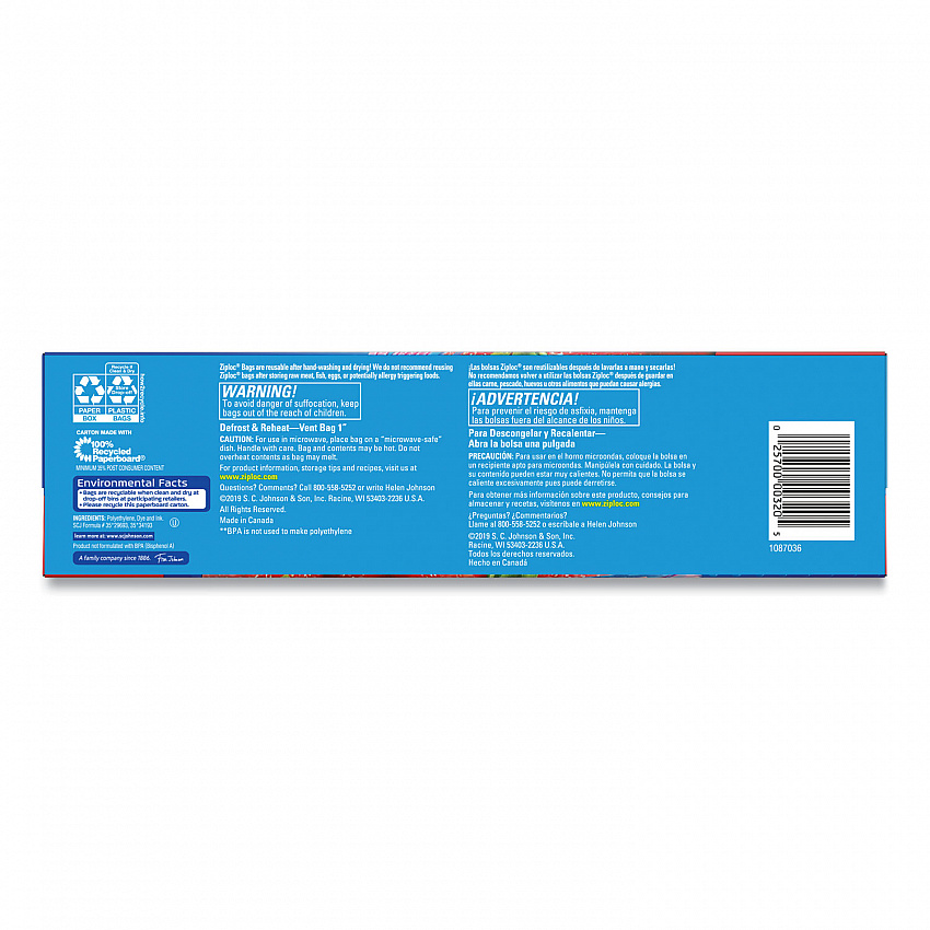 Double Zipper Storage Bags, Triple System Seal, Gallon, 10.56" x 10.75", Clear, 38/Box (383233BX)