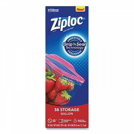Double Zipper Storage Bags, Triple System Seal, Gallon, 10.56