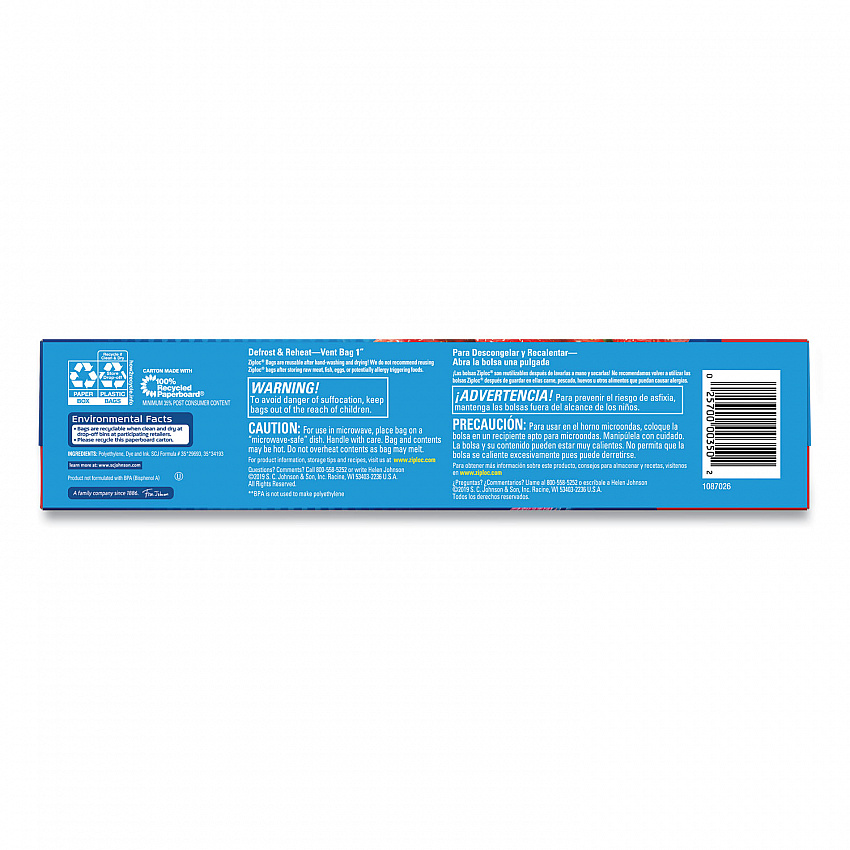 Double Zipper Storage Bags, Triple System Seal, Gallon, 9.6" x 12.1", Clear, 22 Bags/Box, 12 Boxes/Carton (383231)