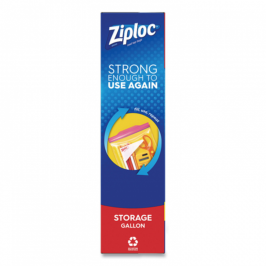 Double Zipper Storage Bags, Triple System Seal, Gallon, 10.56" x 10.75", Clear, 38/Box (383233BX)