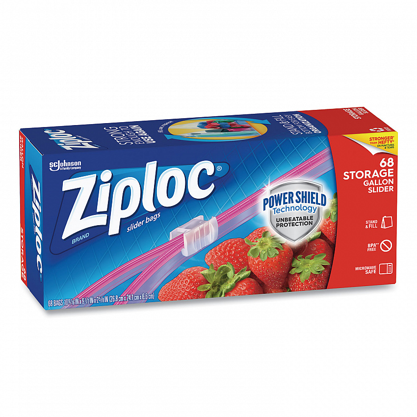 Slider Storage Bags, Gallon, 9.5" x 2.63" x 10.56", Clear, 9/Carton (316489)