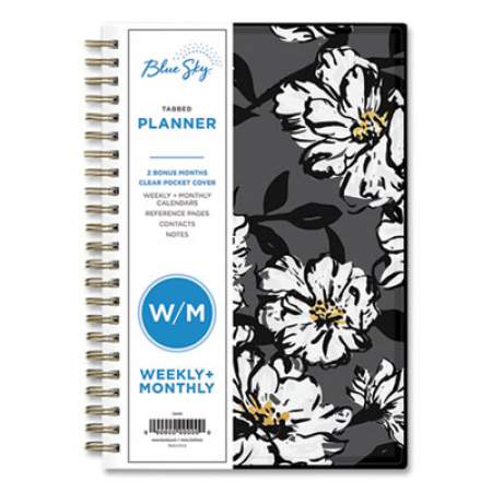 Blue Sky Baccara Dark Create-Your-Own Cover Weekly/Monthly Planner, Floral, 8 x 5, Gray/Black/Gold Cover, 12-Month (Jan-Dec): 2022 (110212)