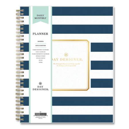 Blue Sky Day Designer Navy Stripe Daily/Monthly Planner, Navy Stripe Artwork, 10 x 8, Navy/White Cover, 12-Month (Jan to Dec): 2022 (103622)