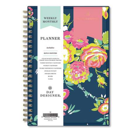 Blue Sky Day Designer Peyton Create-Your-Own Cover Weekly/Monthly Planner, Floral Artwork, 8 x 5, Navy Cover, 12-Month (Jan-Dec): 2022 (103620)