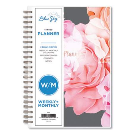 Blue Sky Joselyn Weekly/Monthly Planner, Joselyn Floral Artwork, 8 x 5, Pink/Peach/Black Cover, 12-Month (Jan to Dec): 2022 (110396)