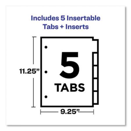 Avery Big Tab Insertable Two-Pocket Plastic Dividers, 5-Tab, 11.13 x 9.25, Assorted, 1 Set (11982)