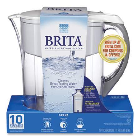 Brita Grand Water Pitcher, 10 Cups, White/Clear (1738538)