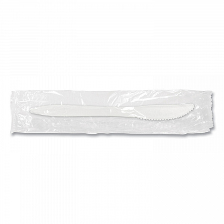 Individually Wrapped Mediumweight Cutlery, Knife, Plastic, White, 1,000/Carton (1101000)