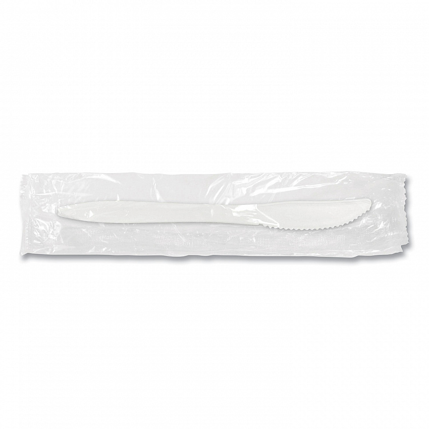 Individually Wrapped Mediumweight Cutlery, Knife, Plastic, White, 1,000/Carton (1101000)