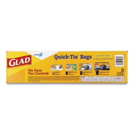 Glad Tall Kitchen Quick-Tie Bags, 13 gal, 0.66 mil, 23.75" x 28", White, 200/Box (2145206)