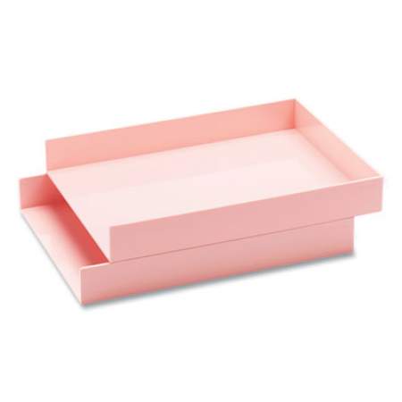 Poppin Stackable Letter Trays, 1 Section, Letter Size Files, 9.75 x 12.5 x 1.75, Blush, 2/Pack (104440)