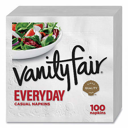 Everyday Casual Napkins, 2-Ply, White, 100/Pack (35501)