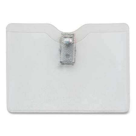 Advantus Security ID Badge Holder with Clip, Horizontal, 3.5 x 3, Clear, 50/Box (75412)