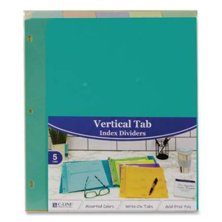C-Line Index Dividers with Vertical Tab, 5-Tab, 11.5 x 10, Assorted, 1 Set (07150)