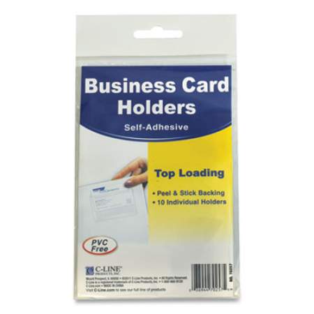 C-Line Self-Adhesive Business Card Holders, Top Load, 2 x 3 1/2, Clear, 10/Pack (70257)