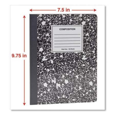 Universal Composition Book, Wide/Legal Rule, Black Marble Cover, 9.75 x 7.5, 100 Sheets, 6/Pack (20936)
