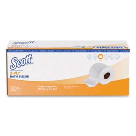 Scott Essential Standard Roll Bathroom Tissue, Small Business, Septic Safe, 2-Ply, White, 550 Sheets/Roll, 20 Rolls/Carton (49182)