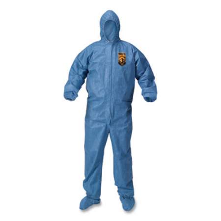 KleenGuard A65 Zipper Front Hood and Boot Flame-Resistant Coveralls, Elastic Wrist and Ankles, Blue, 2X-Large, 25/Carton (45355)