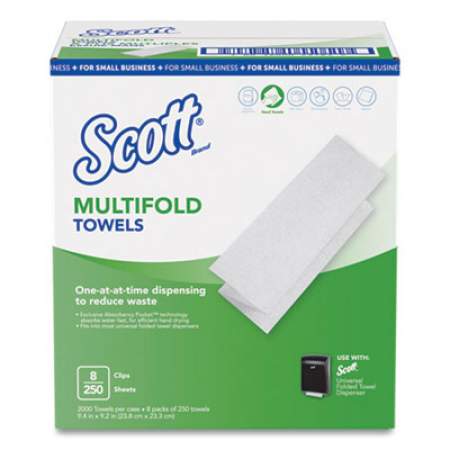Scott Multi-Fold Paper Towels, 9.2 x 9.4, White, 250/Pack, 8 Packs/Carton (49183)