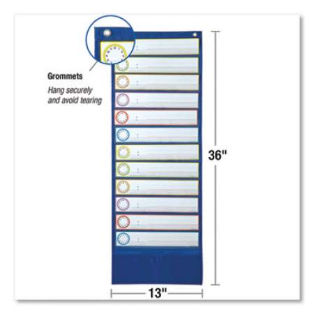 Carson-Dellosa Education Deluxe Scheduling Pocket Chart, 13 Pockets, 13 x 36, Blue (158031)