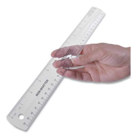 Westcott Non-Shatter Flexible Ruler, Standard/Metric, 12" Long, Plastic, Clear (13862)