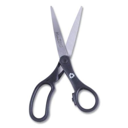 Westcott KleenEarth Basic Plastic Handle Scissors, 8" Long, 3.25" Cut Length, Black Straight Handle (15583)