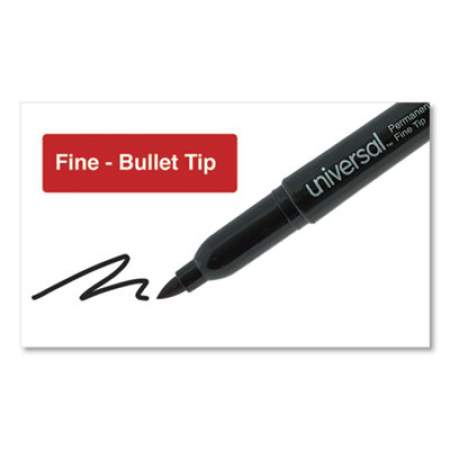 Universal Pen-Style Permanent Marker, Fine Bullet Tip, Black, Dozen (07071)