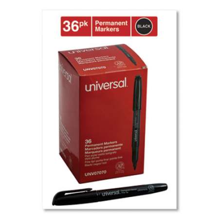 Universal Pen-Style Permanent Marker Value Pack, Fine Bullet Tip, Black, 36/Pack (07070)