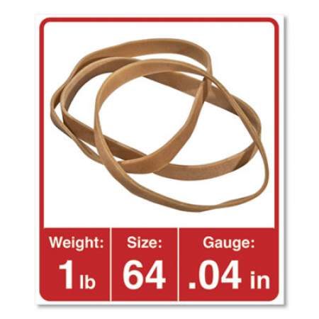 Universal Rubber Bands, Size 64, 0.04" Gauge, Beige, 1 lb Bag, 320/Pack (00164)