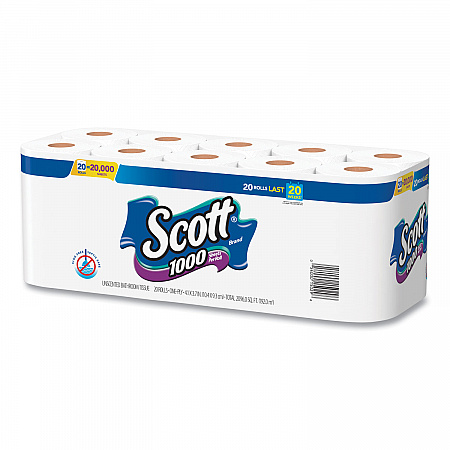 1000 Bathroom Tissue, Septic Safe, 1-Ply, White, 1,000 Sheets/Roll, 20 Rolls/Pack (20032PK)