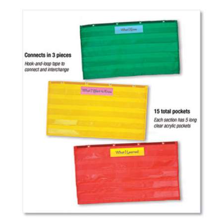 Carson-Dellosa Education Adjustable Tri-Section Pocket Chart, 15 Pockets, Guide, 33.75 x 55.5, Red/Green/Yellow (CD5642)