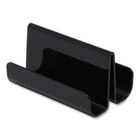 TRU RED Two Compartment Business Card Holder, Holds 50 Cards, 3.8 x 2.59 x 2.04, Plastic, Black (24380806)