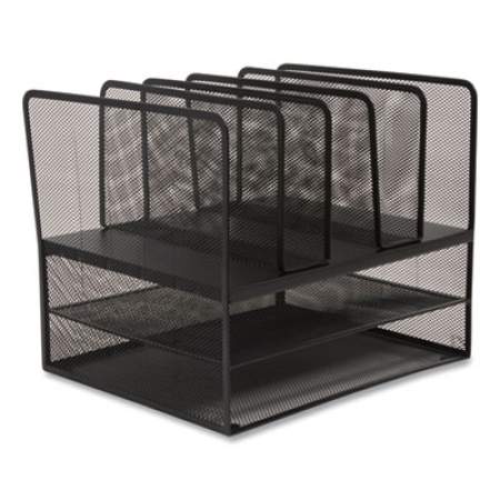 TRU RED Wire Mesh Combination Organizer, Vertical/Horizontal, 7 Sections, Letter-Size, 11.22 x 13.23 x 11.34, Matte Black (24402501)