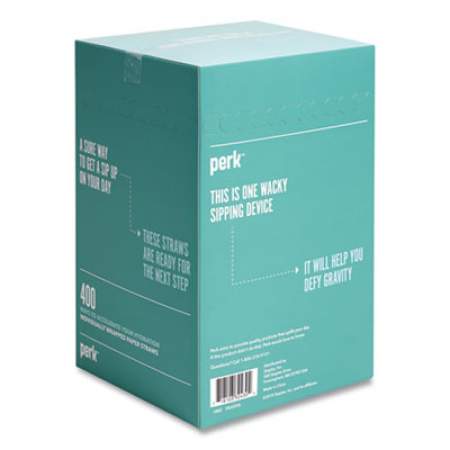 Perk Wrapped White Paper Straws, 9", White, 400/Pack (24394754)