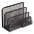TRU RED Wire Mesh Mail Sorter with Business Card Holder, 4 Sections, #6 1/4 to #16 Envelopes, 5.59 x 3.93 x 7.55, Matte Black (24402451)