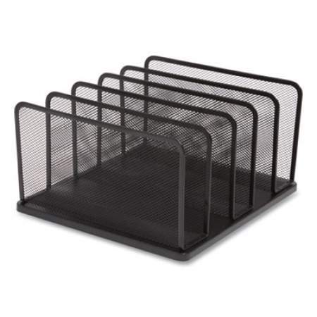 TRU RED Wire Mesh Vertical Document Sorter, 5 Sections, Letter-Size, 11.57 x 12.83 x 6.69, Matte Black (24402494)