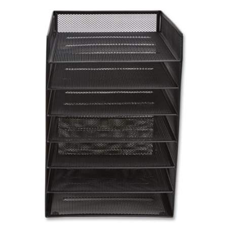TRU RED Front-Load Enclosed Wire Mesh Horizontal Document Organizer, 6 Sections, Letter-Size, 9.25 x 13.38 x 13.38, Matte Black (24402482)