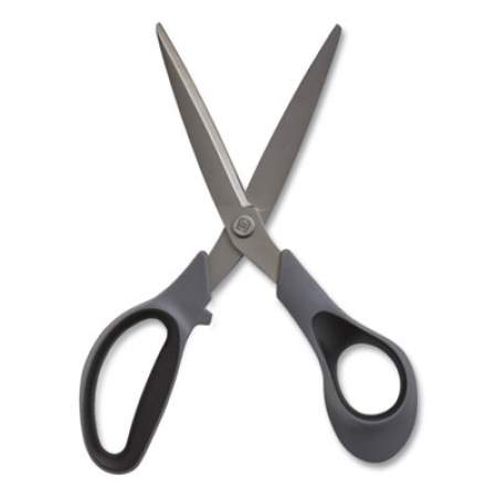 TRU RED Non-Stick Titanium-Coated Scissors, 8" Long, 3.86" Cut Length, Gun-Metal Gray Blades, Gray/Black Straight Handle, 2/Pack (24380514)