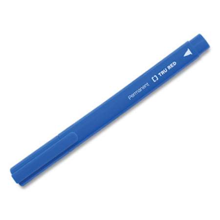 TRU RED Permanent Marker, Pen-Style, Fine Bullet Tip, Blue, Dozen (24376648)