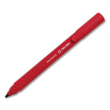 TRU RED Permanent Marker, Tank-Style, Medium Chisel Tip, Red, Dozen (24376644)