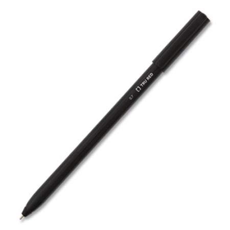 TRU RED Ballpoint Pen, Stick, Fine 0.7 mm, Black Ink, Black Barrel, Dozen (24326831)