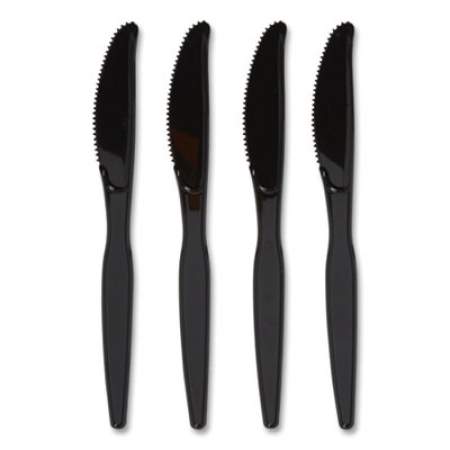 Perk Heavyweight Plastic Cutlery, Knives, Black, 100/Pack (24390997)