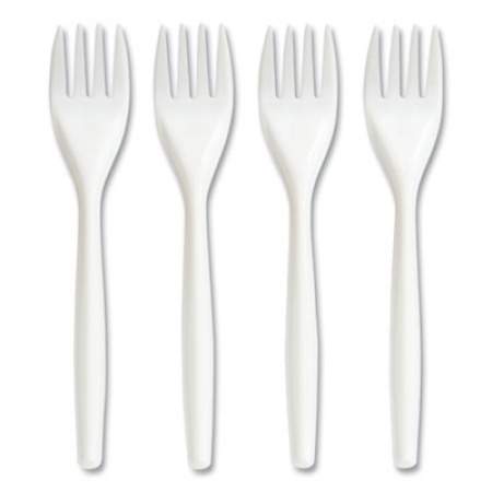 Perk Mediumweight Plastic Cutlery, Fork, White, 300/Pack (24390987)
