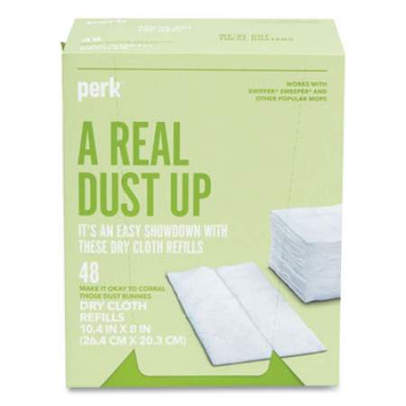 Perk Dry Cloth Refills, White, 8 x 10.4, 48/Pack (24382522)