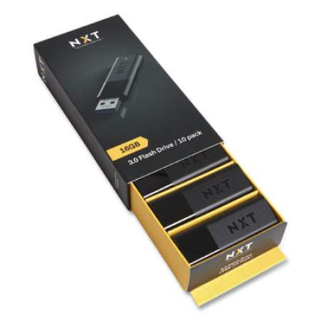 NXT Technologies USB 3.0 Flash Drive, 16 GB, Black, 10/Pack (24399050)
