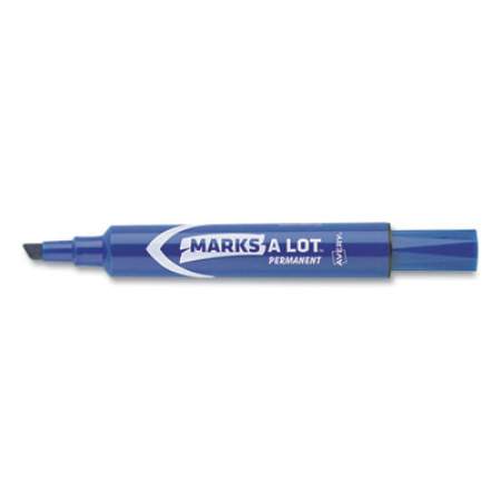 Avery MARKS A LOT Regular Desk-Style Permanent Marker, Broad Chisel Tip, Blue, Dozen (7886) (07886)