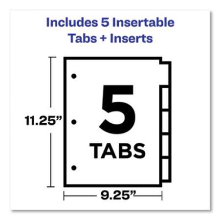 Avery Insertable Big Tab Plastic 1-Pocket Dividers, 5-Tab, 11.13 x 9.25, Assorted, 1 Set (11902)