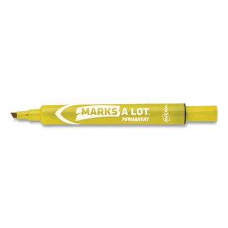 Avery MARKS A LOT Large Desk-Style Permanent Marker, Broad Chisel Tip, Yellow, Dozen (8882) (08882)